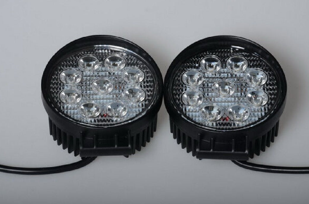 27W LED Flood Beam Work Light Lamp Tractor J Eep Truck Boat 4WD 12V 24V Round UK