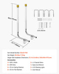 Boat Trailer Guide, 46 In With LED Light Trailer Guide Poles, 2PCS High-Hardness Steel Guide-Ons, Wide Adjustable Trailers Guides With PVC Pipes, For Ski Boat, Fishing Boat Or Sailboat Trailers