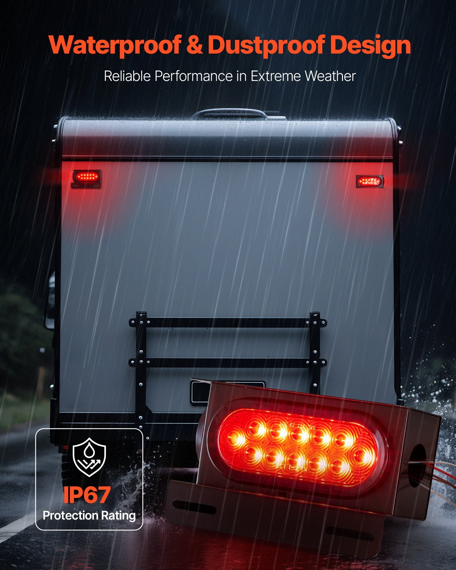 Trailer Lights, 10-30V LED Trailer Tail Lights Kit With Stop Brake Turn Tail Clearance (Side) Lamp, Left And Right Waterproof Tow Lighting Kit For Boat Truck Camper RV Snowmobile Bus Caravan