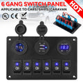 12V Car Boat Marine S Witch Panel 6 Gang LED Light ON OFF Rocker Toggle Control