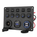 12V  Panel USB Charger 5 GANG ON-OFF Toggle LED Rocker For Car Boat Marine