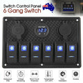 6 Gang 12V S Witch Panel LED Light Rocker Circuit Breaker For Car RV Boat Marine