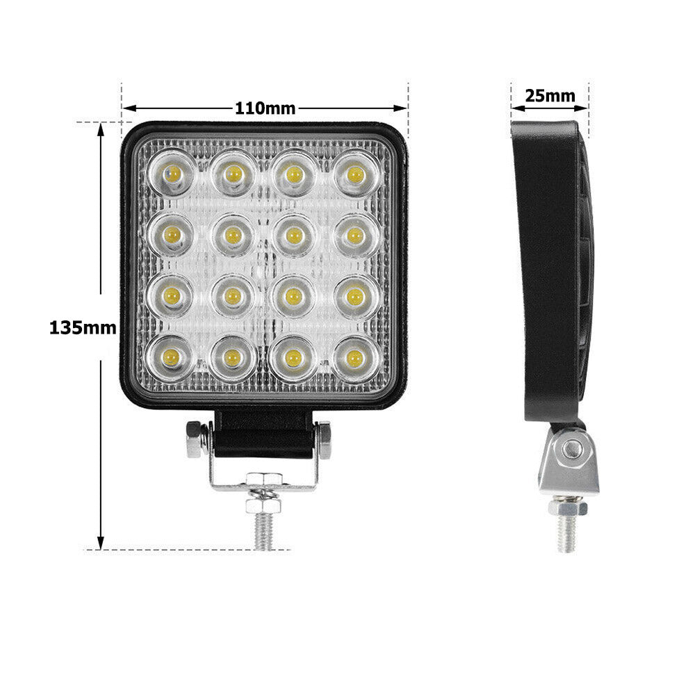 10PCS 80W  FLOOD LED Work Lights 12V Boat Off Road Camping Square 4inch Bar