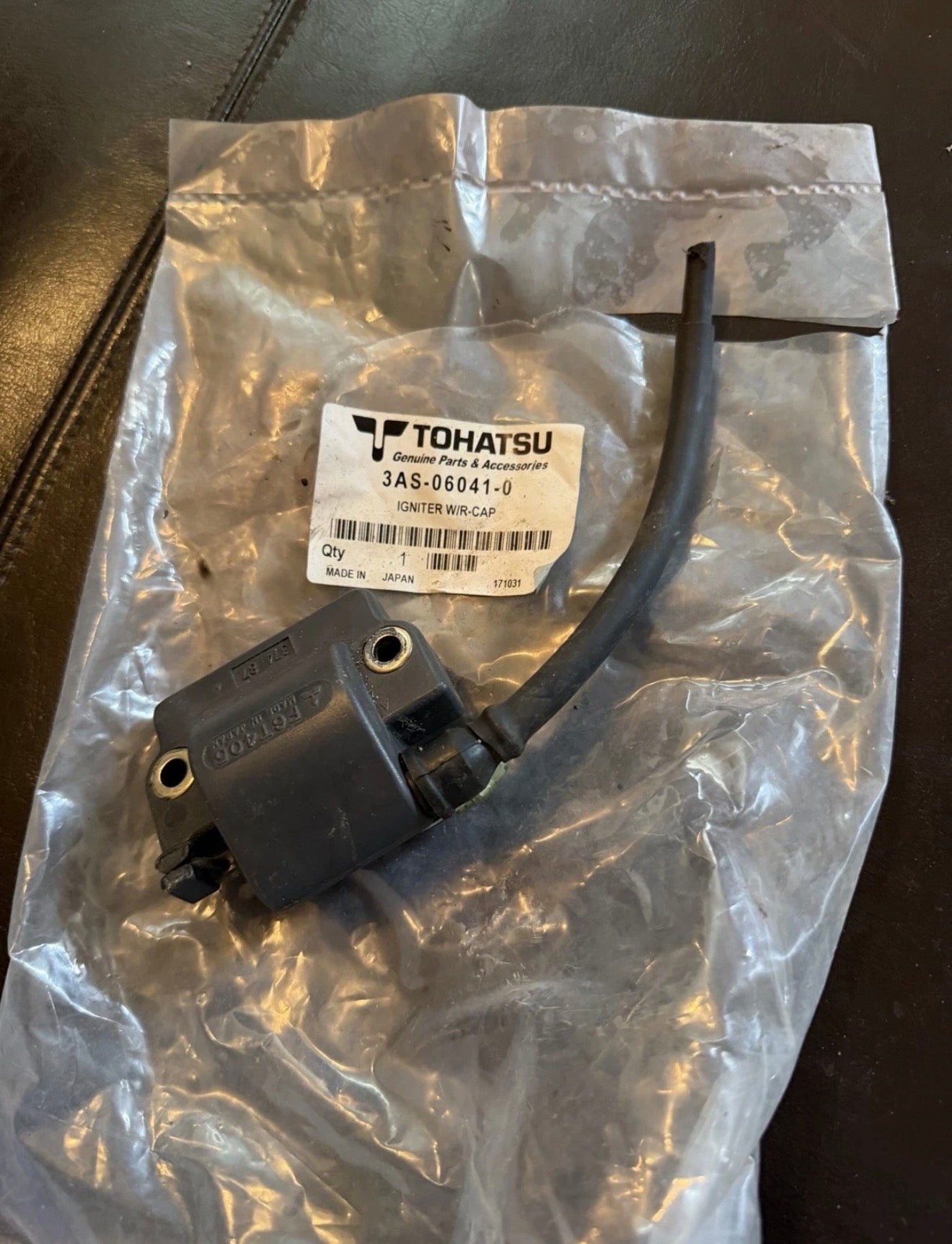 Genuine Tohatsu Outboard Igniter (Ignition Coil) assembly.