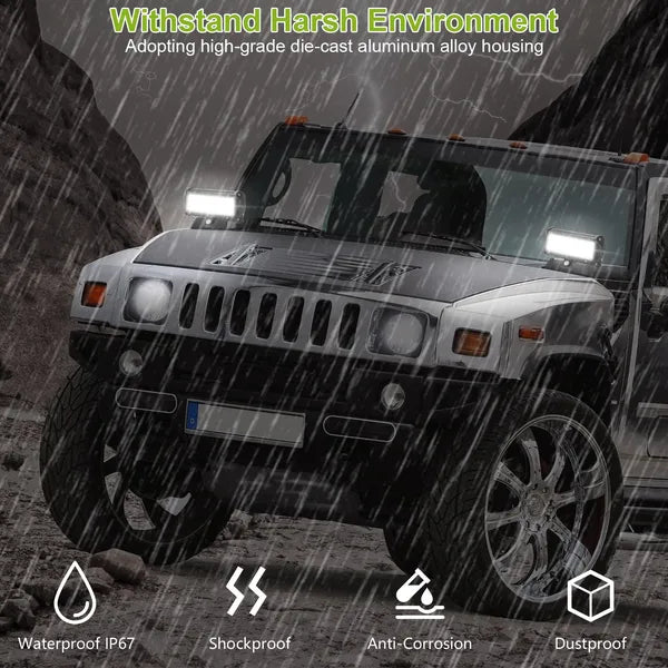 7in LED Light Bar 120W 12000LM LED Work Light Pods Offroad Driving Lights IP67 Waterproof Fog Light Spot Flood Beam For Jeep Trailer Truck Bus Boat