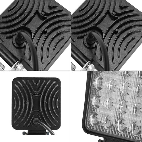 10PCS 80W  FLOOD LED Work Lights 12V Boat Off Road Camping Square 4inch Bar