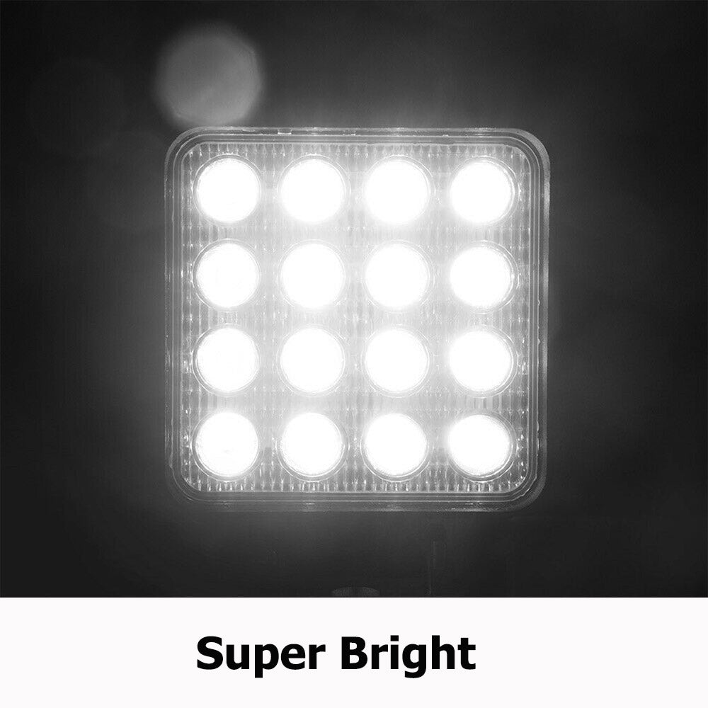 10PCS 80W  FLOOD LED Work Lights 12V Boat Off Road Camping Square 4inch Bar