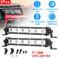 7" LED Light Bar Single Row Offroad Spot Lights 18W Ultra Slim Straight Work Light For Trailer Truck Bus Boat